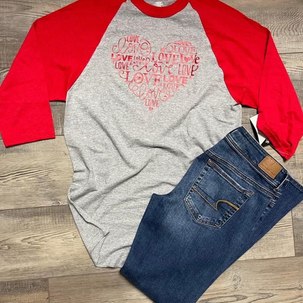 Soffe Red and Gray Long Sleeve Tee